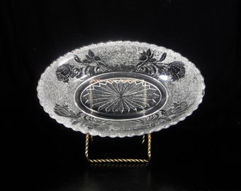 Early American Pressed Glass Olive/Pickle/Relish Dish, Campbell, Jones And Company; Campbell Jones #125 (OMN) aka Rose In Snow; 1883