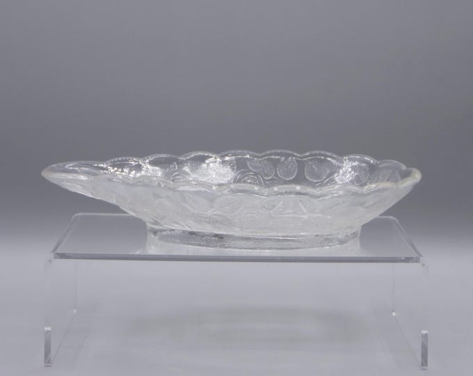 Early American Pressed Glass Olive/Pickle/Relish Dish, Central Glass Company, Central #0410; Rose (OMN) aka Cabbage Rose; 1870s