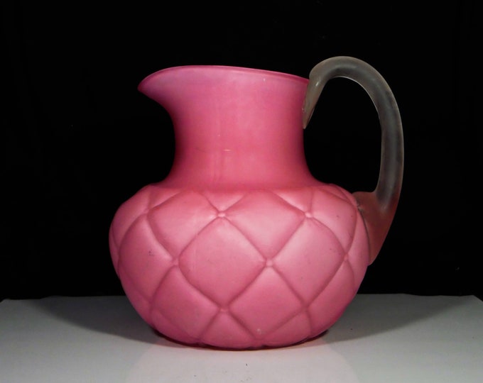 Early American Pressed Glass Pitcher, Consolidated Lamp And Glass Co; Florette (OMN) AKA Bulging Petal; Bulging Three Petal; Quilt 1895