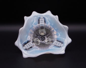 Northwood Klondyke Opalescent Glass Bowl: Early American Fluted Scroll, 1898