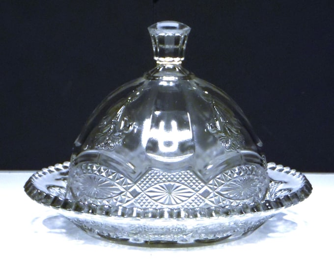 EAPG Butter Dish, D C Jenkins, #514 (OMN) aka Paneled Iris c 1916