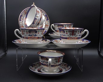 Pottery Cup And Saucer, Ironstone Ware, Occupied Japan, Imari Style, 1945 - 1952