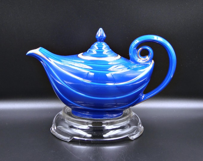 Vintage/MCM Pottery Tea Pot, Hall China, Aladdin #656 Cobalt 1940s/50s
