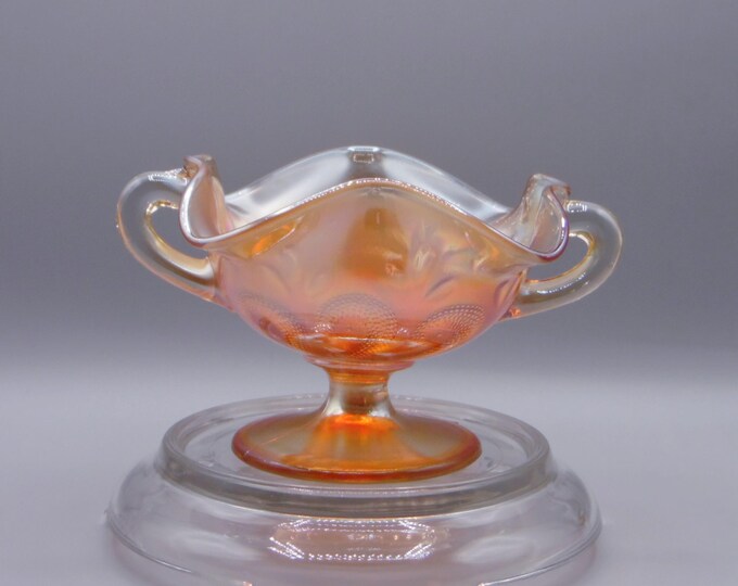 Marigold Carnival Glass Bon Bon: Dugan Question Marks, 1928-1931