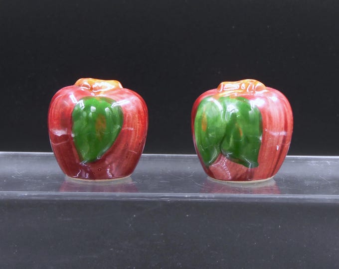 Vintage Pottery Salt and Pepper Shakers, Franciscan Ware, Apple c 1950s