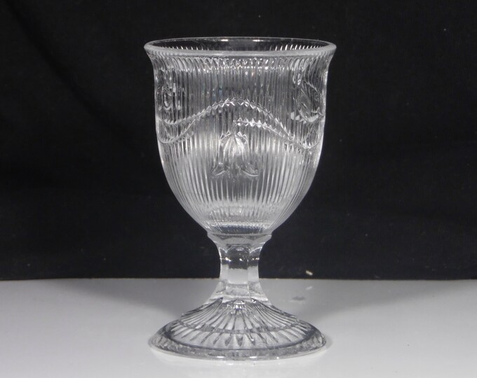 Early American Pressed Glass/Flint Glass Egg Cup, Multiple Makers, Bellflower (AKA) ca 1860s