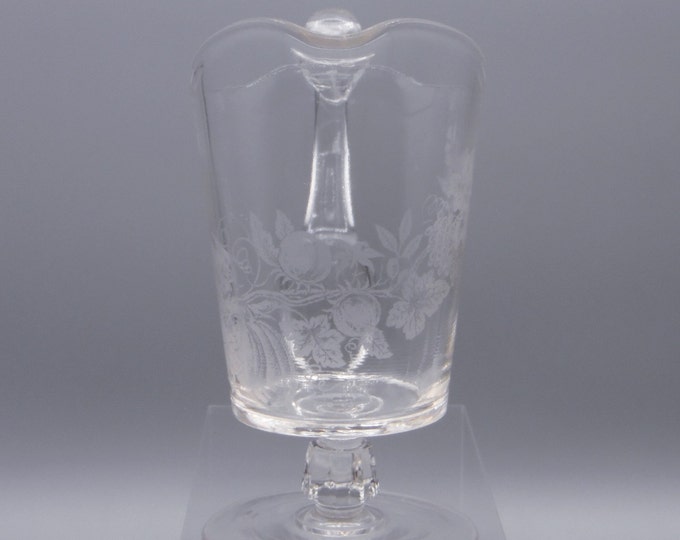 Early American Pressed Glass Table Creamer Gillinder & Sons Inc, Gillinder No 301 (OMN) a/k/a Anglesey, Garden Fruits Etch, c 1880s