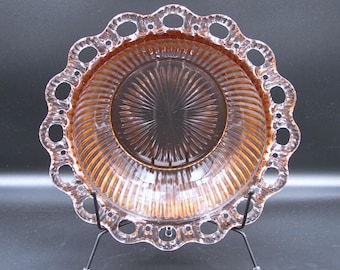 Depression Glass Bowl, Hocking Glass Company, Old Colony, aka Lace Edge, Pink, 1935-1938