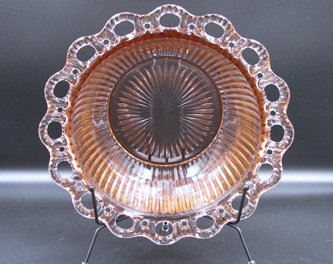 Depression Glass Bowl, Hocking Glass Company, Old Colony, aka Lace Edge, Pink, 1935-1938