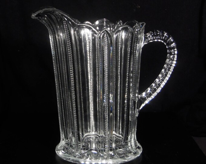 Early American Pressed Glass Pitcher, Bryce, Higbee And Company, Paris 1900 (OMN) a/k/a Roughneck; Zipper Cross, 1900