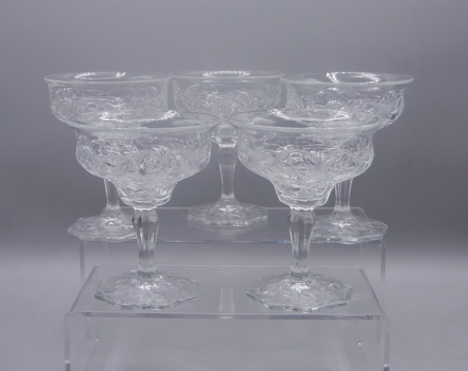 Early American Pressed Glass Champagne Glass, McKee And Company, Rock Crystal (OMN), 1908