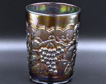 Carnival Glass Tumbler, Imperial Glass Amethyst Imperial Grape 1911-1927