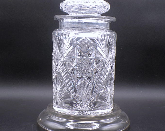 American Briliant Period Cut Glass Tobacco Jar, Almy and Thomas, unknown pattern, 1903-1910