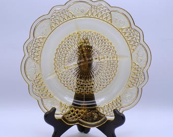 Depression Glass Grill Plate, Federal Glass Company, Mayfair, Amber (Topaz Golden Glo) 1934