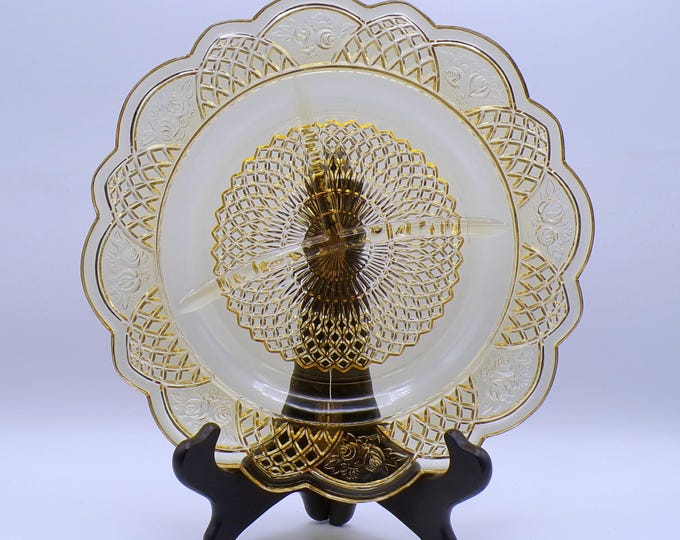 Depression Glass Grill Plate, Federal Glass Company, Mayfair, Amber (Topaz Golden Glo) 1934