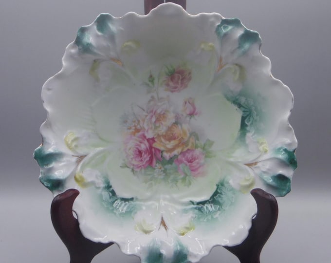 Porcelain Bowl, R S Prussia (Reinhold Schlegelmilch) Suhl Factory, Iris Mold, #25, FD #2, 1870's to 1917