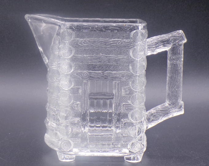 Early American Pressed Glass Creamer, Central Glass Company, Central #748; Log Cabin (OMN) aka Log Cabin, introduced 1884