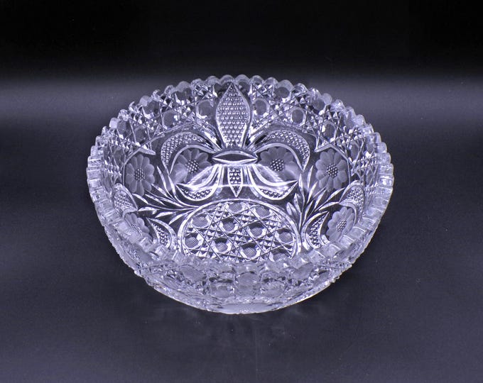 American Brilliant Period Cut Glass Bowl, possibly by Emil L Kupfer, unknown pattern, c 1900 - 1910