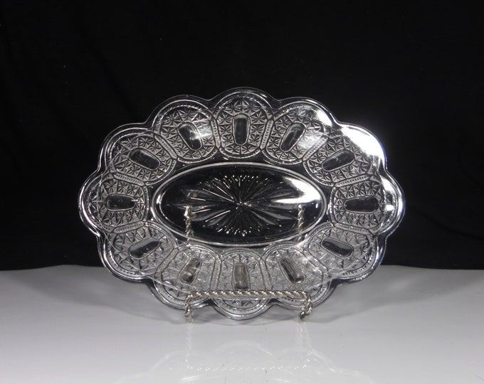 Early American Pressed Glass Oval Deep Dish, Bryce, Walker And Company, Jaspar (OMN) AKA Belt Buckle; Late Buckle Ca 1880