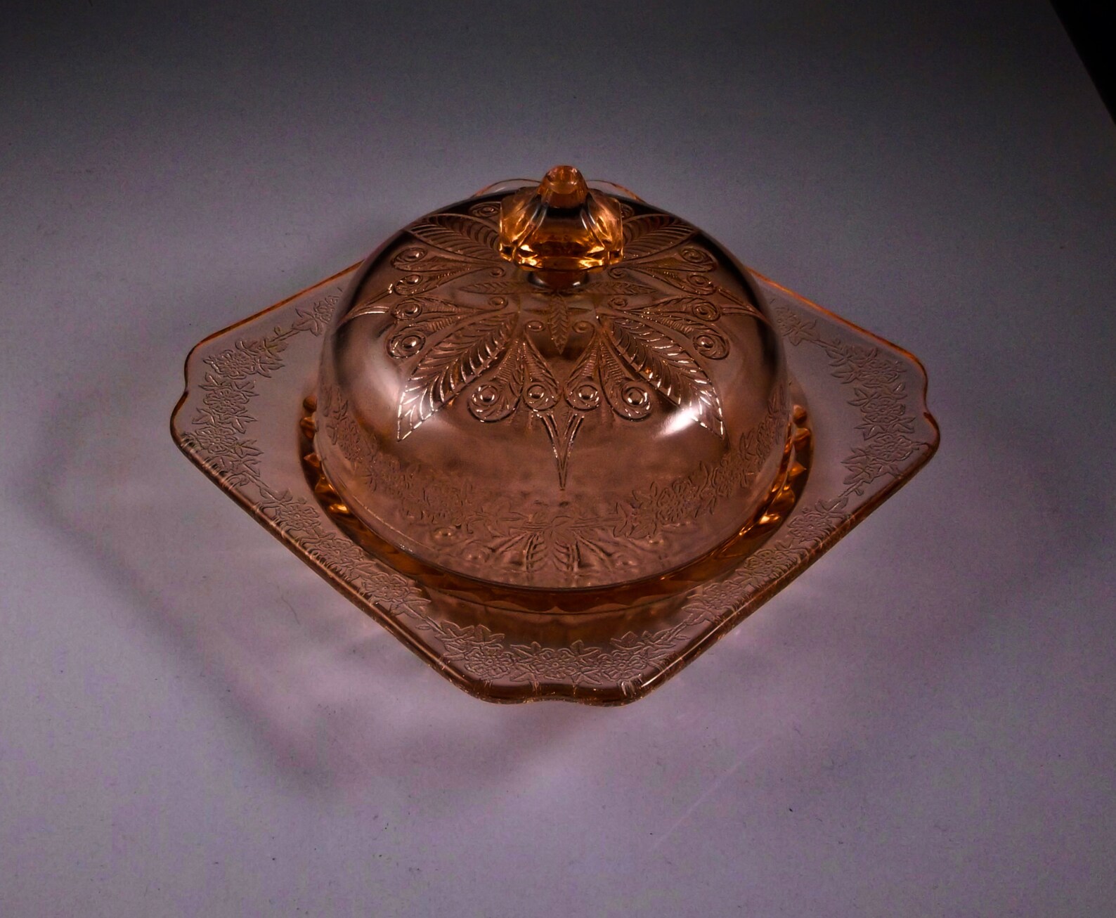 Depression Glass Covered Butter Dish Glass Company Etsy