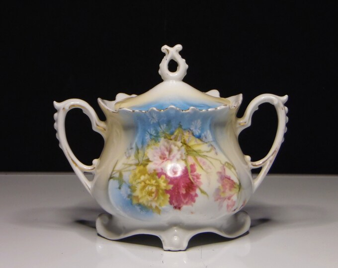 Porcelain Covered Sugar Bowl, RS (Reinhold Schlegelmilch) Prussia, 1890 - 1917