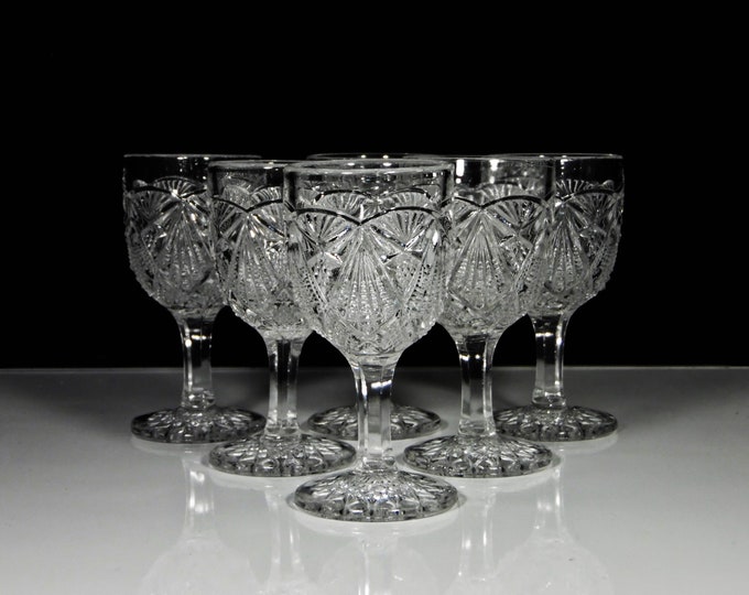 Early American Pressed Glass Wine Goblet, Co-Operative Flint Glass Company, Ltd; Magna (OMN) 1898
