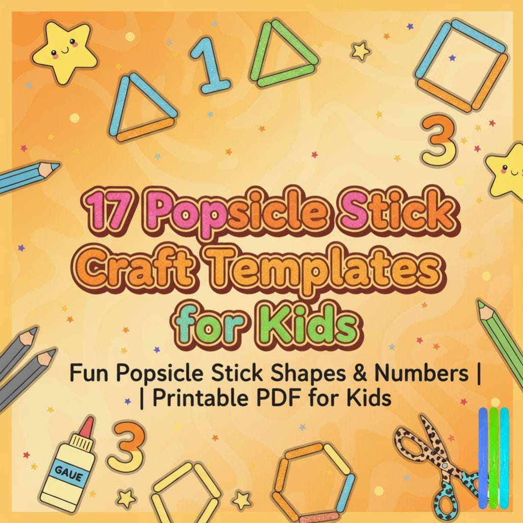 43 Dive into Fun with These Easy Popsicle Stick Crafts for Kids 38 Popsicle Stick Templates: DIY Shapes & Numbers Craft (PDF Download)