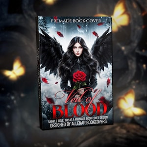 Modèles de couverture de livre prédéfinis - couvertures de livres Dark Fantasy, ange déchu, romance, livre d&#39;art rose gothique, ailes noires, couverture numérique romantique