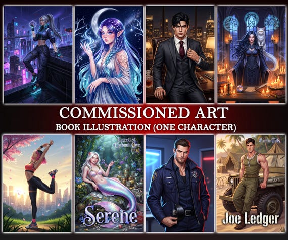 Custom Book Character Illustration – Fantasy Art, RPG OC Portrait (Digital Artwork)