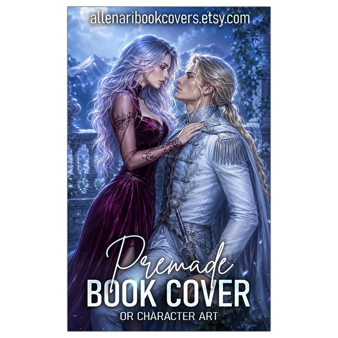 Romantasy Reader Fantasy Couple Character Art, Elegant Romantasy Novel Cover Premade ...