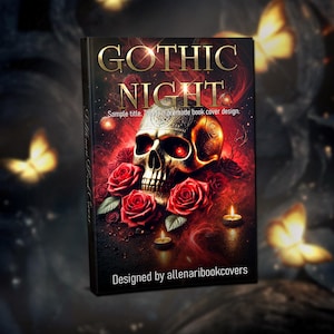 Couverture de livre fantaisie préfabriquée - modèle de livre électronique Dark Romance et livre de poche, tête de mort et roses, couverture Kindle, design personnalisable, téléchargement numérique
