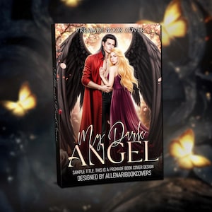 Gotowy projekt okładki książki fantasy do e-booków i druku (miękka oprawa) | Angel Dark Romance Art | Jedyny w swoim rodzaju cyfrowy plik do pobrania z licencją