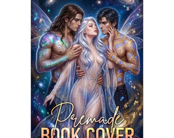 Reverse Harem Fae Romance Book Cover, Sensual Trio Character Art, Cosmic Fantasy Illustration
