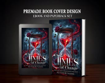 Premade Dark Fantasy Book Cover, Gothic Hourglass Rose Art, Paranormal Romance Novel (Ebook & Paperback)