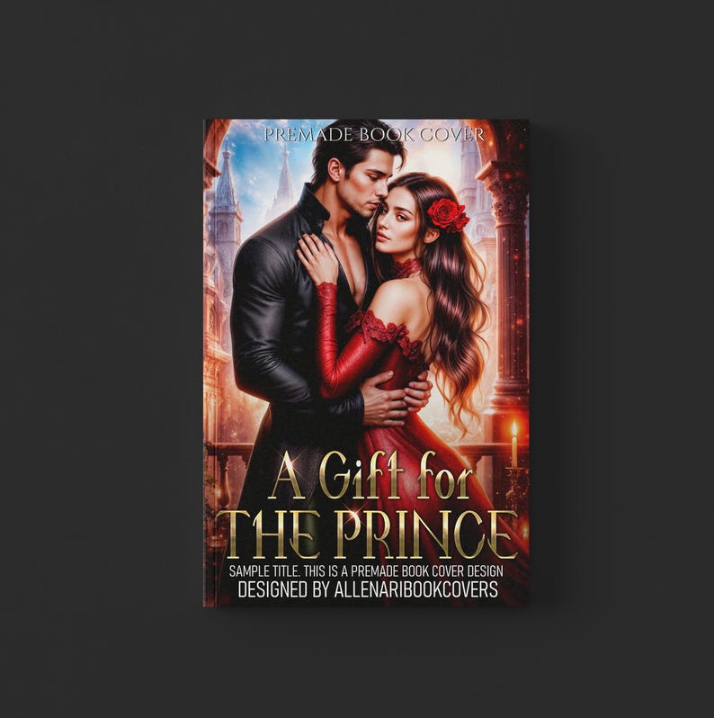 Dark Romance Book Cover, Gothic Fantasy Premade, Passionate Lovers Art