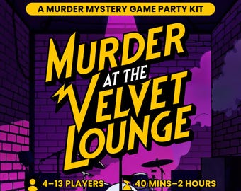 Murder at the Velvet Lounge | 1980s New York City Murder Mystery Game Party Kit | Printable Detective Game for 4-13 Players