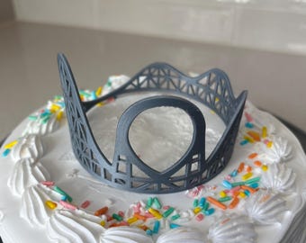 Adorno para tarta con forma de montaña rusa impreso en 3D - Decoración para fiestas temáticas de parques de atracciones