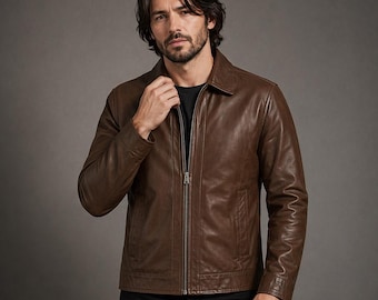 John Wick Keanu Reeves Brown Leather Jacket for Men | Action Movie Inspired Outerwear | Stylish Biker Style Cosplay Costume Coat