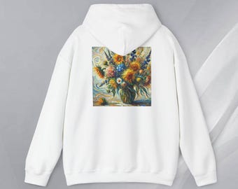 Van Gogh Flower Bouquet Hoodie - Artistic Floral Print Unisex Sweatshirt