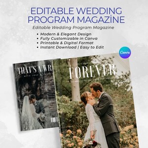 Wedding Magazine Template | Editable Canva Wedding Program | Printable Ceremony Booklet image 8