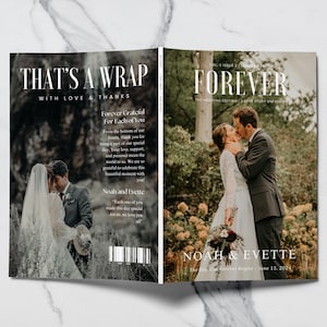 May include: A wedding magazine cover with a photo of a couple kissing in a forest. The text on the cover reads "Forever" and "The Day Our Forever Begins June 15, 2024".