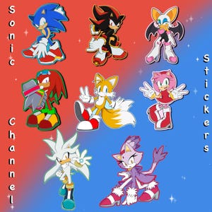 Sonic Character Glitter Stickers