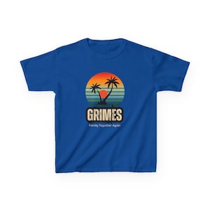 Kids Tropical Grimes Sunset Tee - Fun Beach Vibes, Perfect for Summer, Family Gatherings, Birthdays, Vacation Wear, Kids&#39; Graphic Shirt