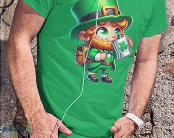 Maglietta con fiaschetta del folletto di San Patrizio: maglietta da festa in cotone pesante