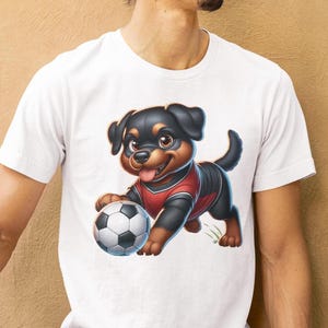 Soccer Rottweiler Cute  Animal Lover Gift, Casual Sportswear, Kids & Adults, Pet Themed Shirt, Gift for Dog Lovers