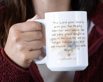 Zephaniah 3:17 Bible Verse Coffee Mug - Christian Gift