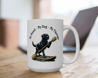 Tazza Labrador Paddleboarding: tazza da caffè per amanti dei cani