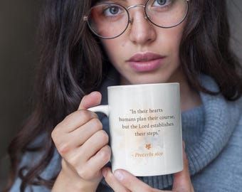 Sprüche 16: 9 Bibel Vers Kaffeetasse - Christliches Geschenk