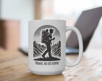 Tazza motivazionale per papà: "A metà strada, ma ancora in salita" - Regalo per la paternità