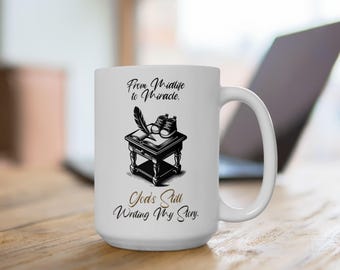 Inspirerande föräldramugg: Gud skriver fortfarande min berättelse - 450 ml keramisk kaffekopp